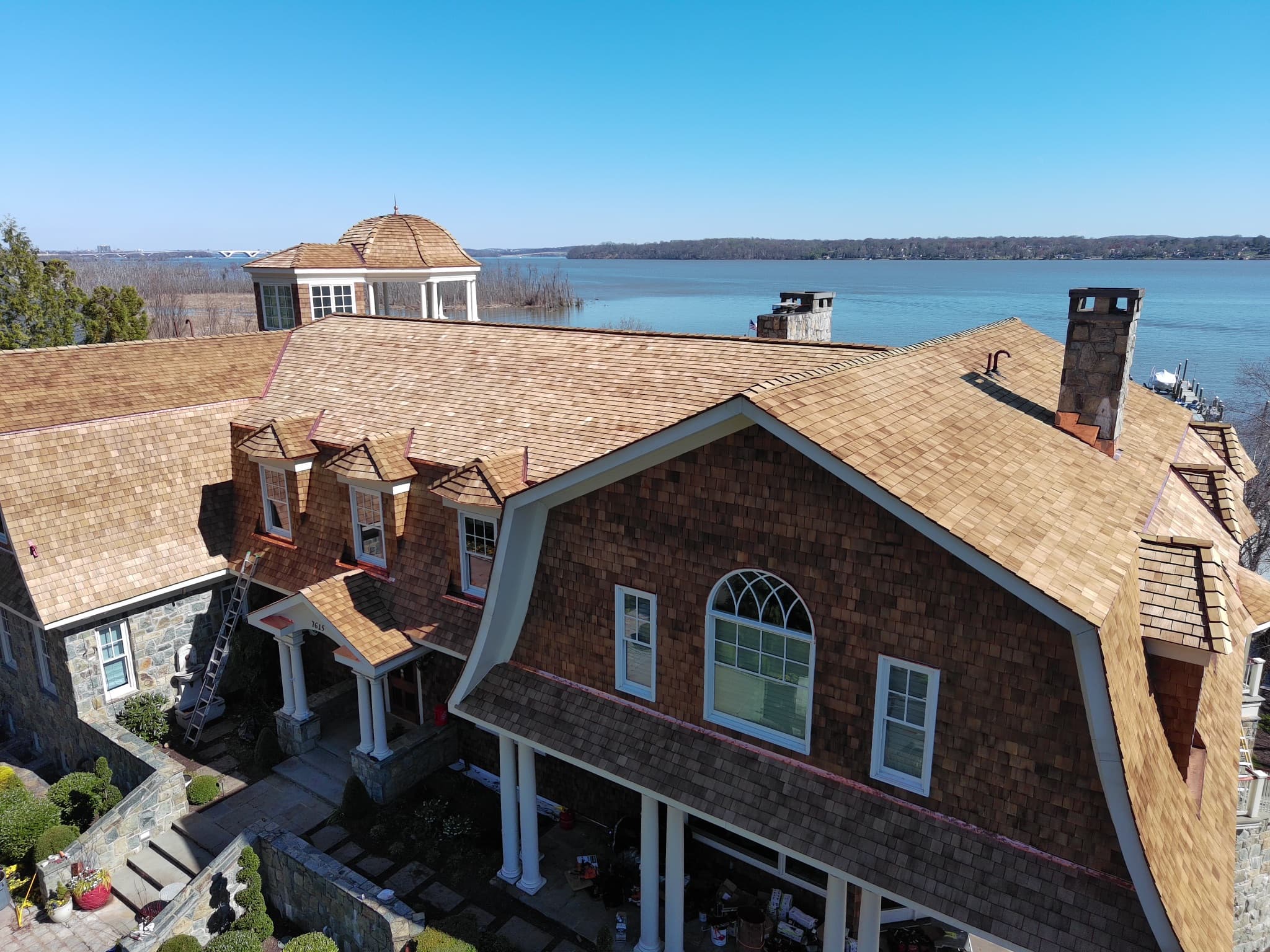Premium cedar shake roofing installation